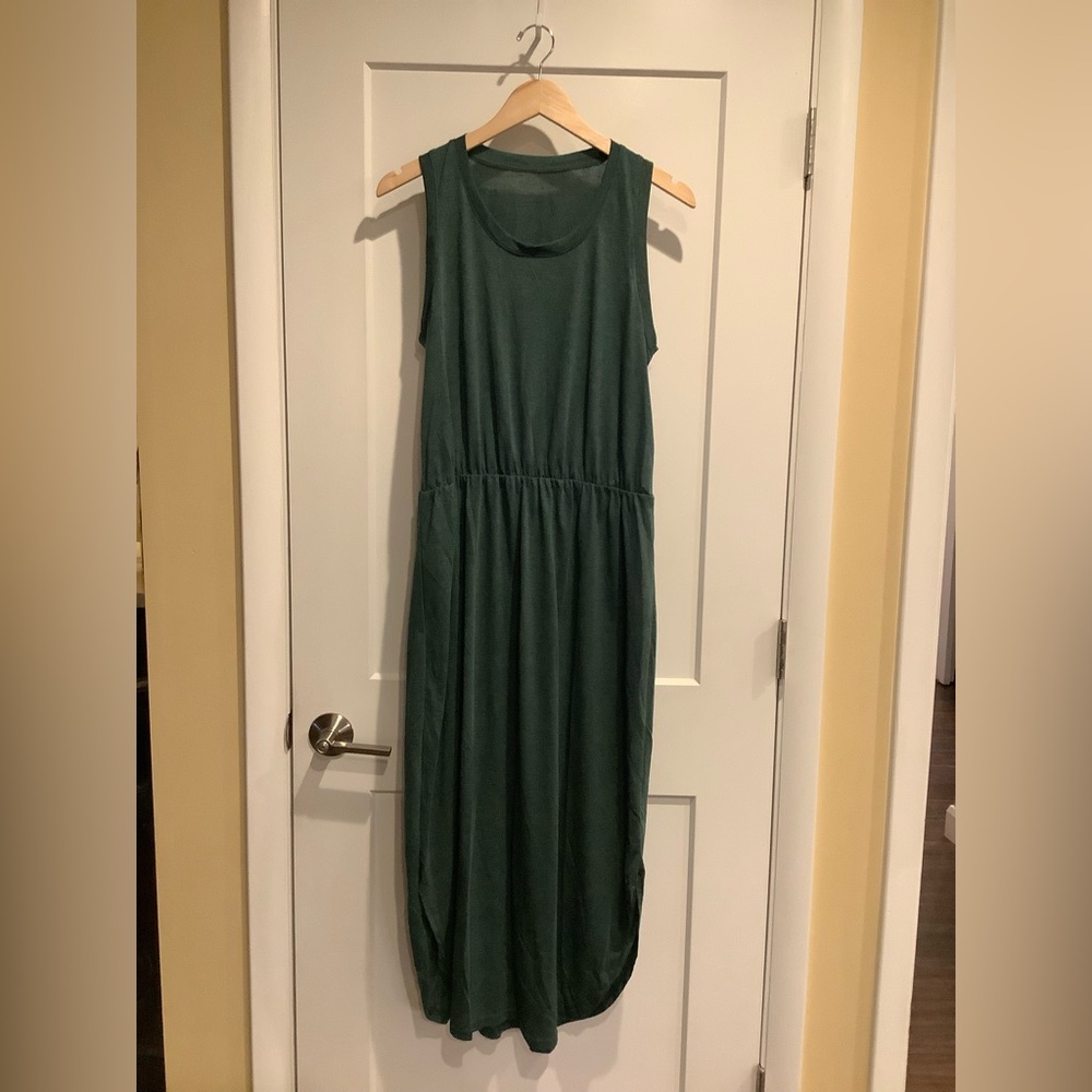 Elegant Green Sleeveless t-shirt Dress